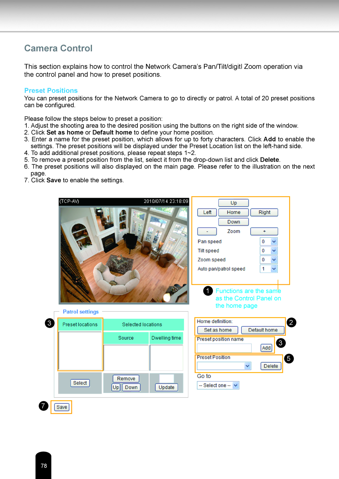 Toshiba IK-WB16A-W user manual Camera Control, Preset Positions 