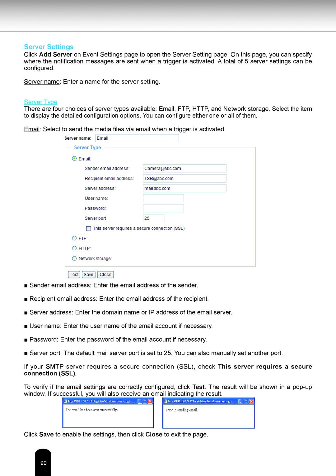 Toshiba IK-WB16A-W user manual Server Settings, Server Type 