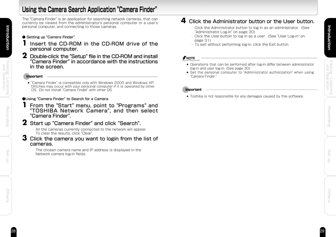 Toshiba IK-WB21A manual Click the camera you want to login from the list of cameras 