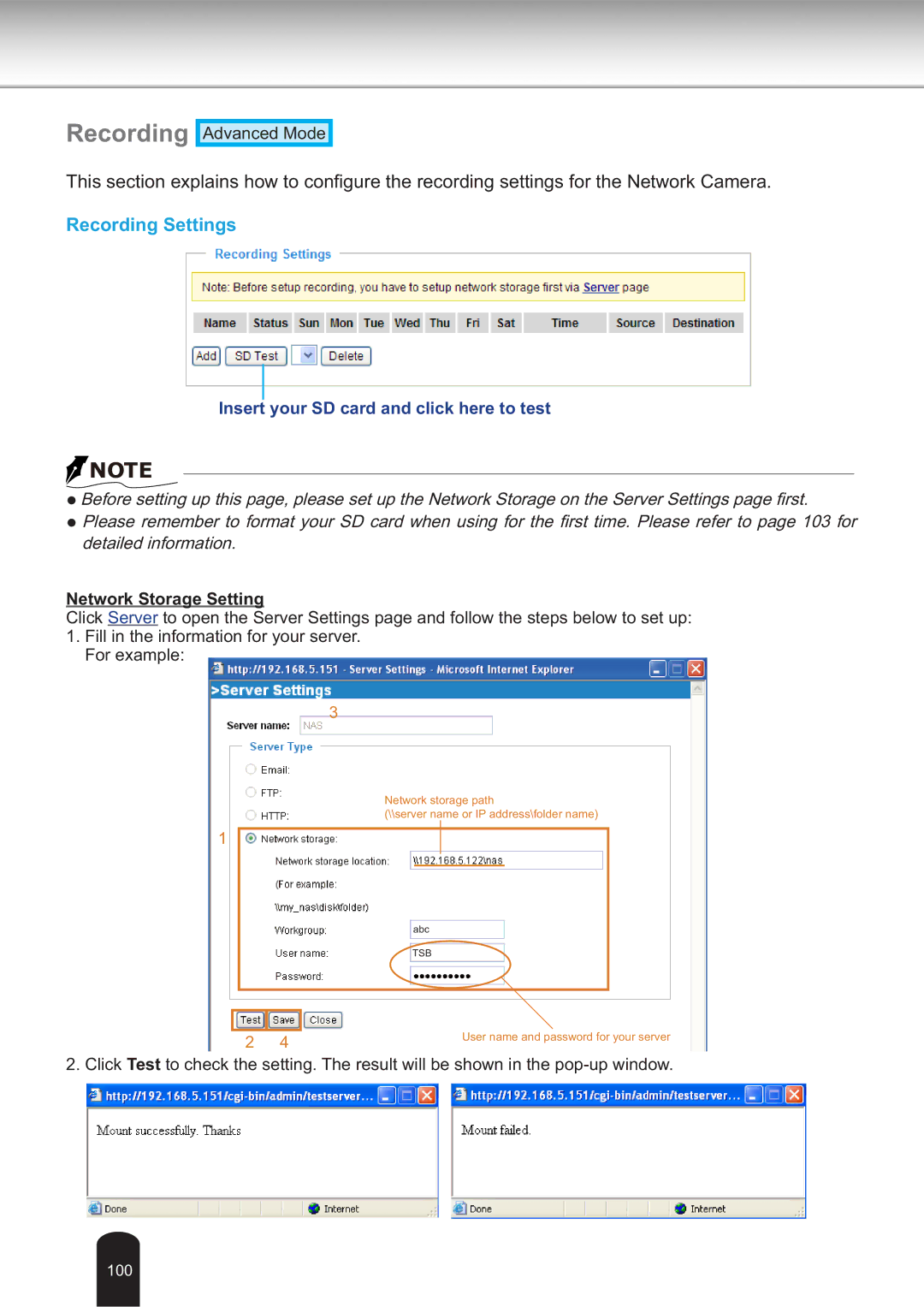 Toshiba IK-WB30A user manual Recording Settings 