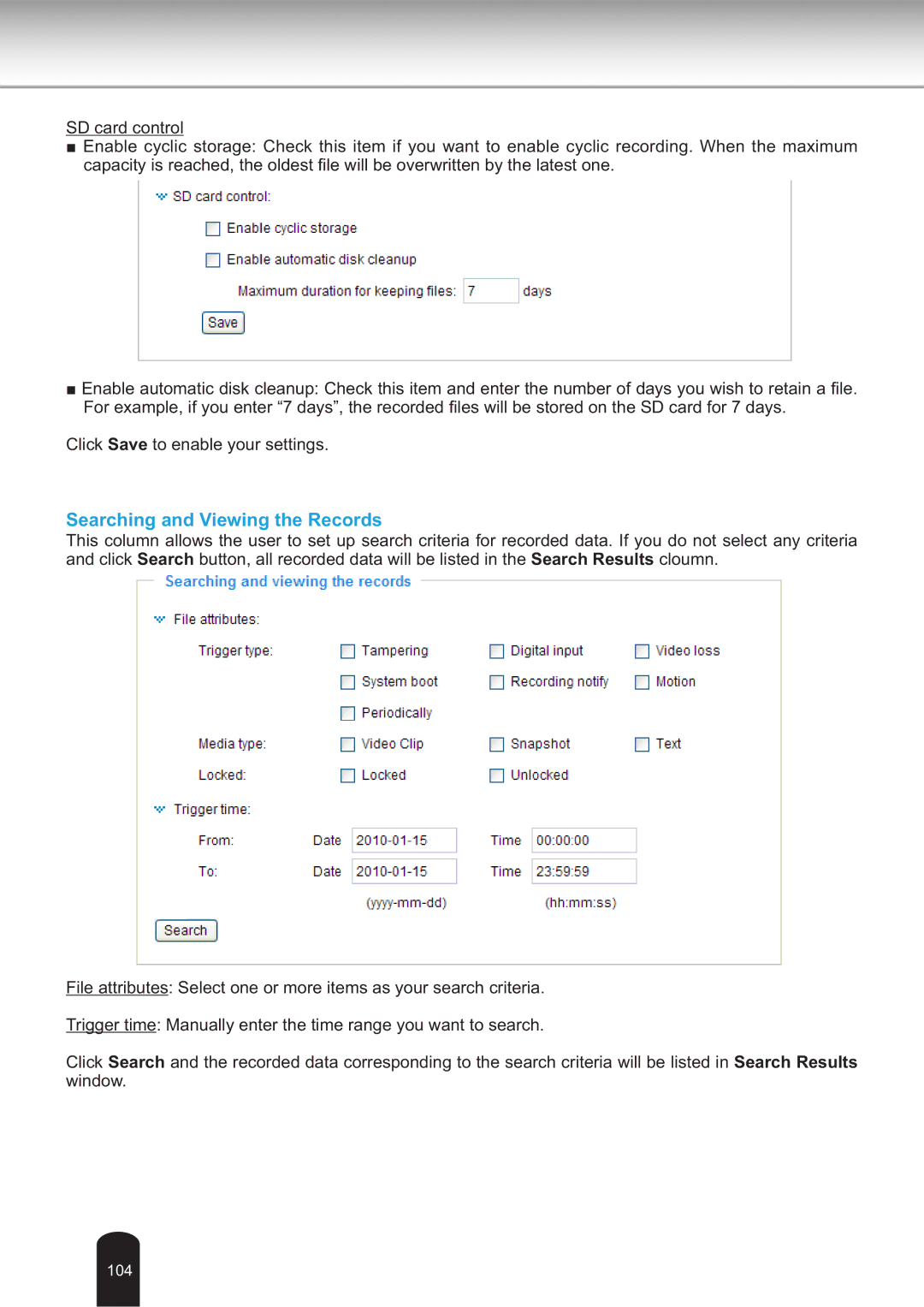 Toshiba IK-WB30A user manual Searching and Viewing the Records 