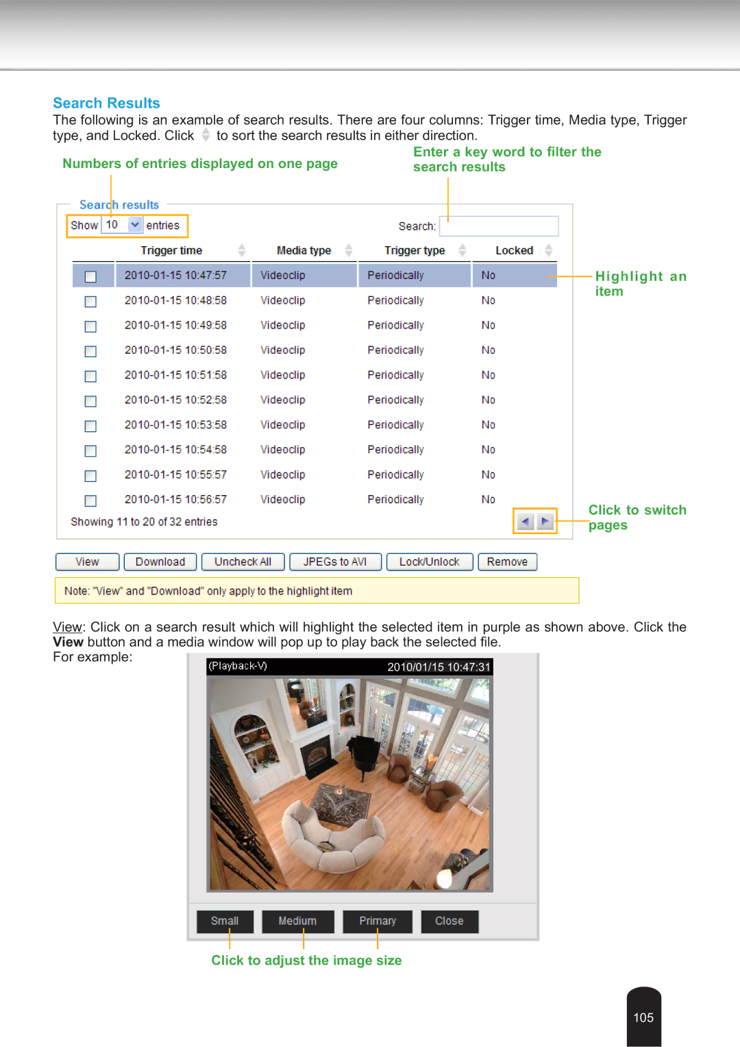 Toshiba IK-WB30A user manual Search Results, Click to adjust the image size 