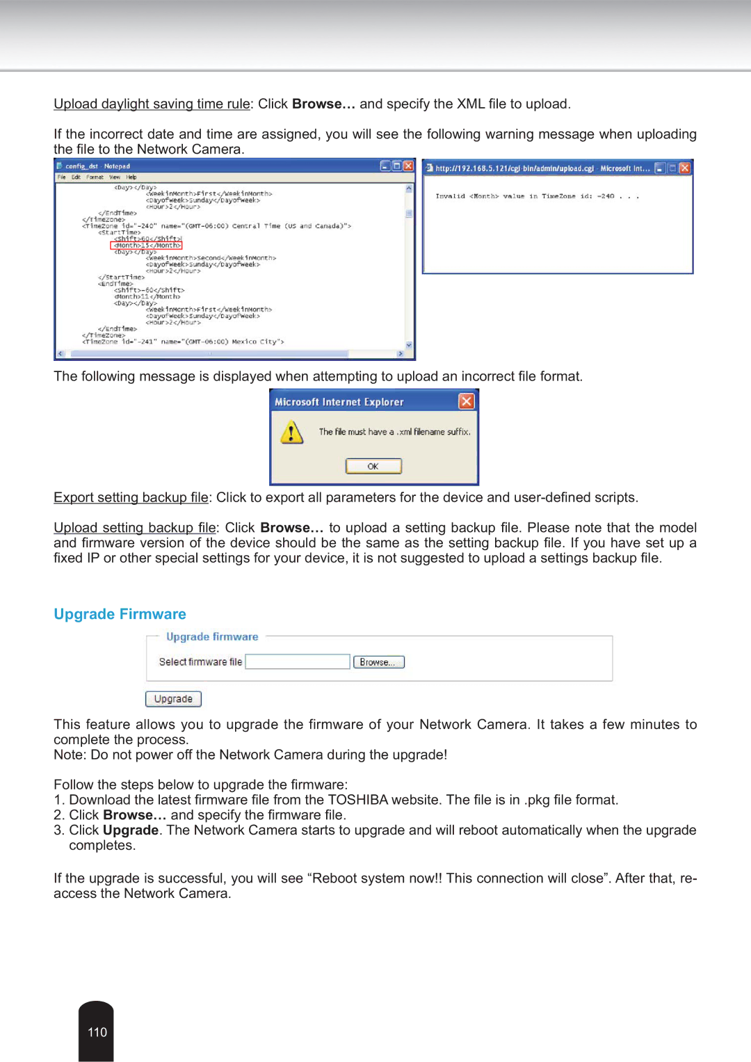 Toshiba IK-WB30A user manual Upgrade Firmware 