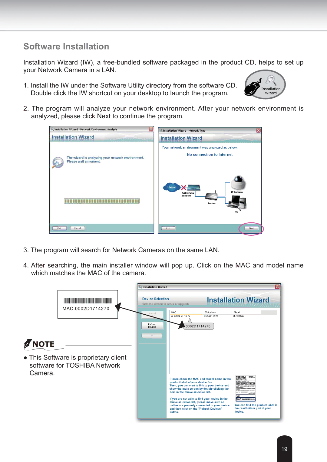 Toshiba IK-WB30A user manual Software Installation 