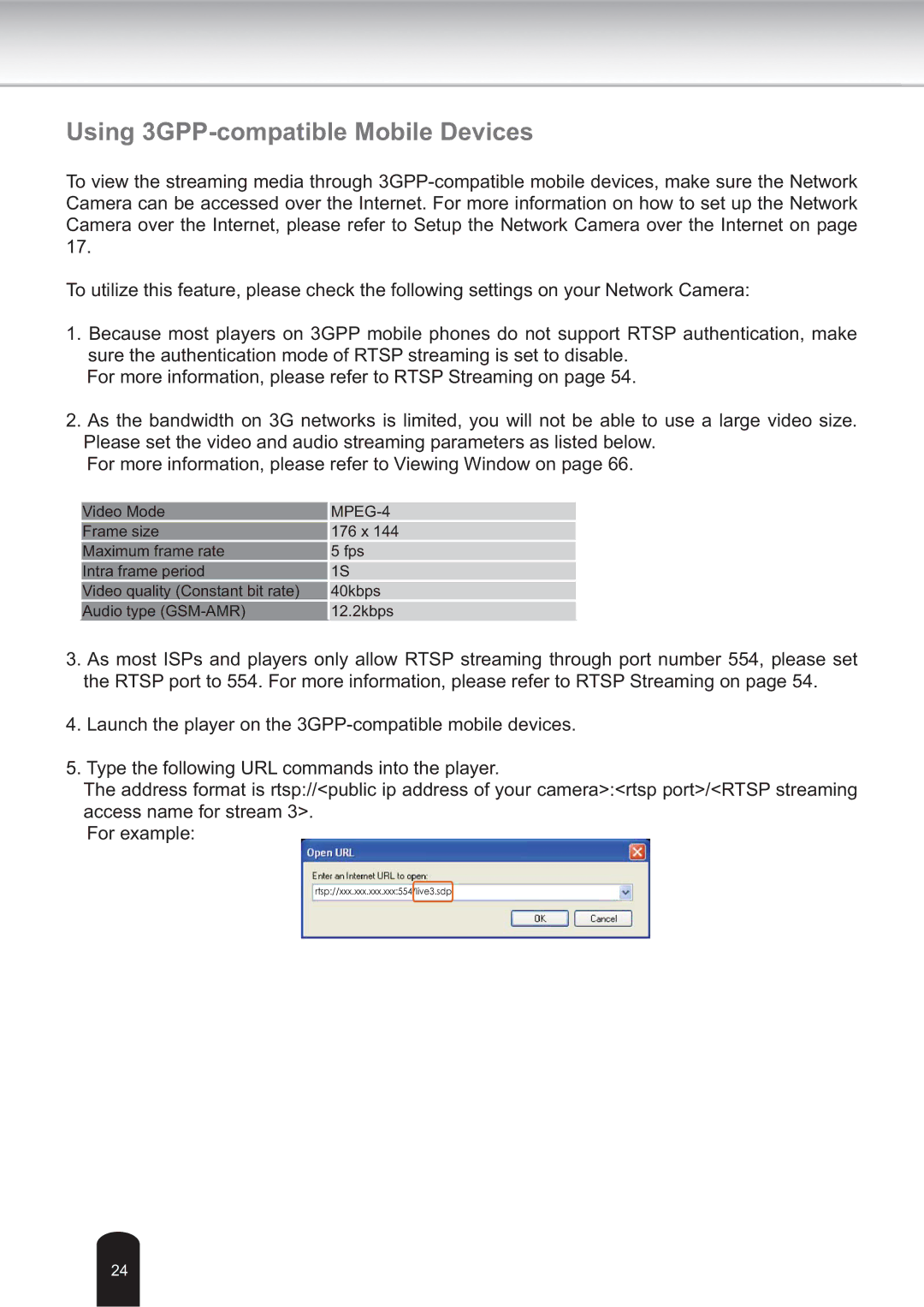 Toshiba IK-WB30A user manual Using 3GPP-compatible Mobile Devices 