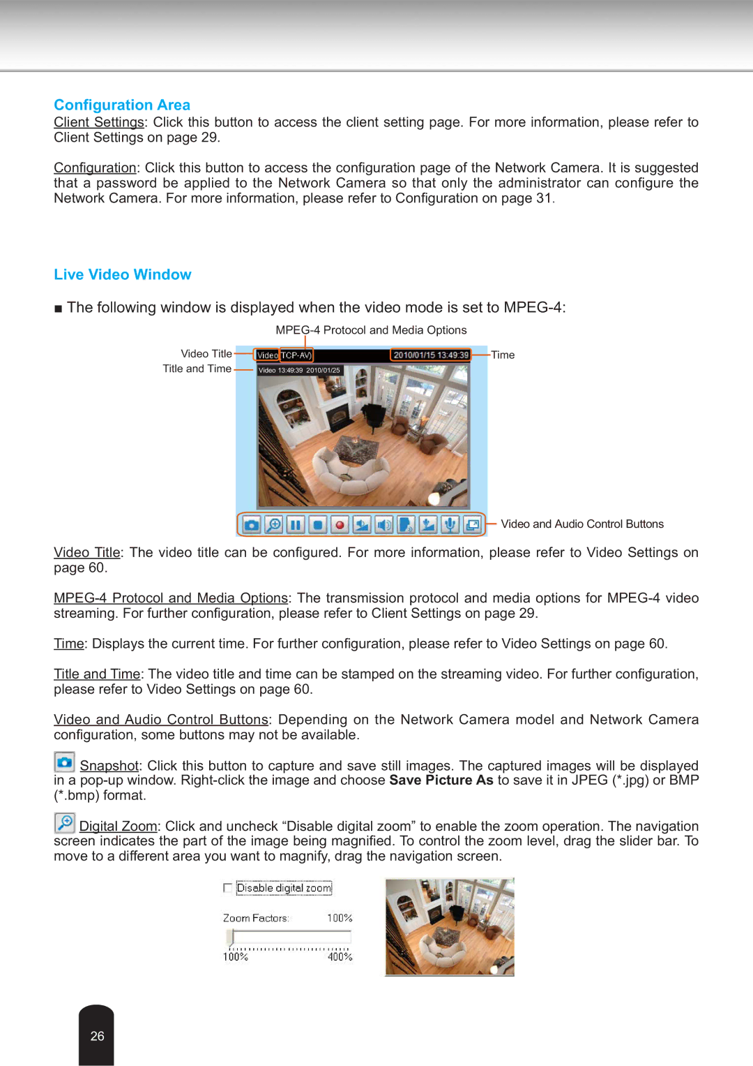 Toshiba IK-WB30A user manual Conﬁguration Area 