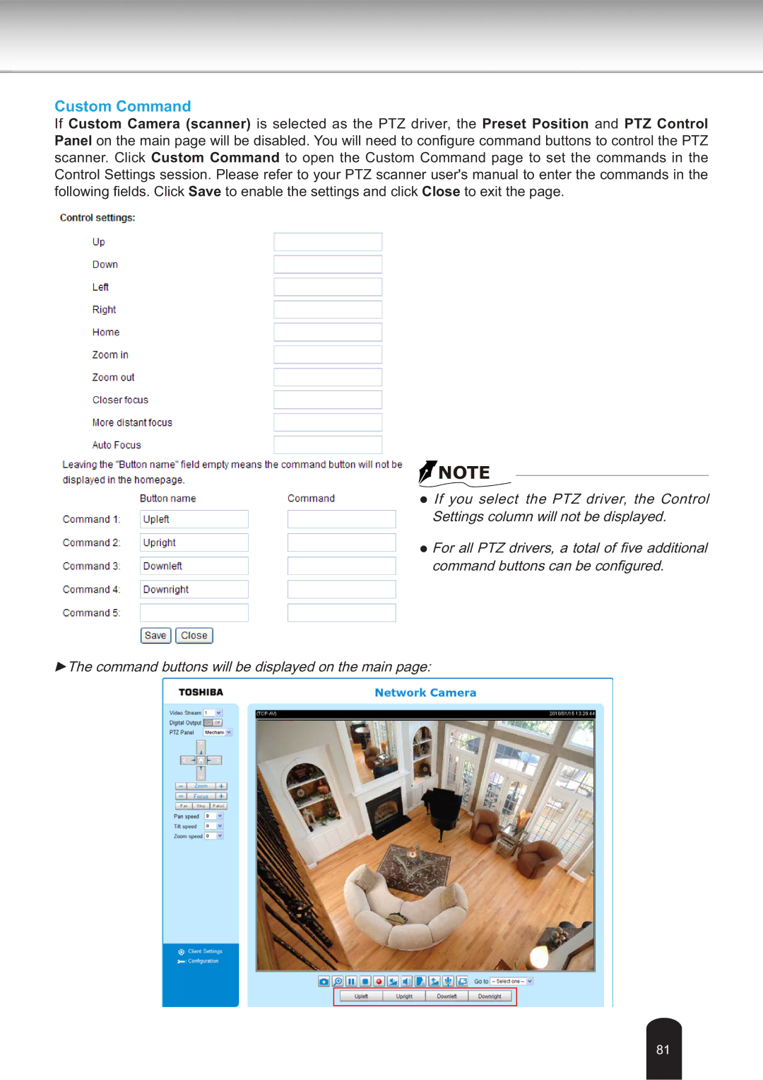 Toshiba IK-WB30A user manual Custom Command 