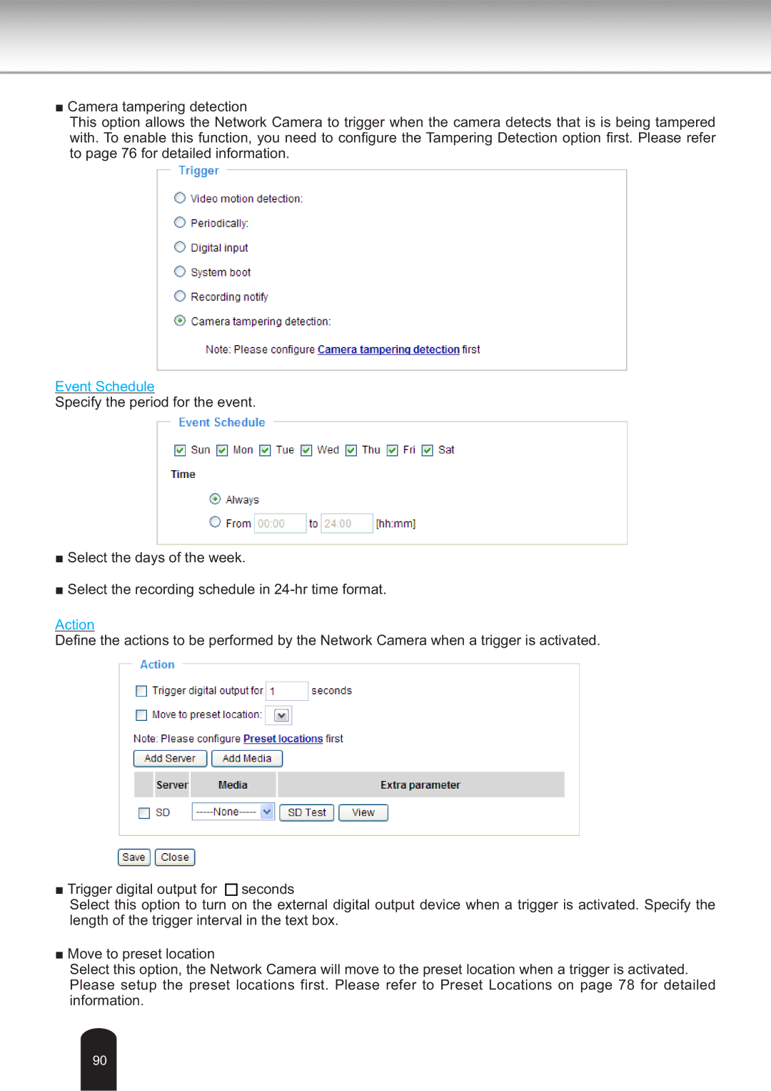 Toshiba IK-WB30A user manual Event Schedule 