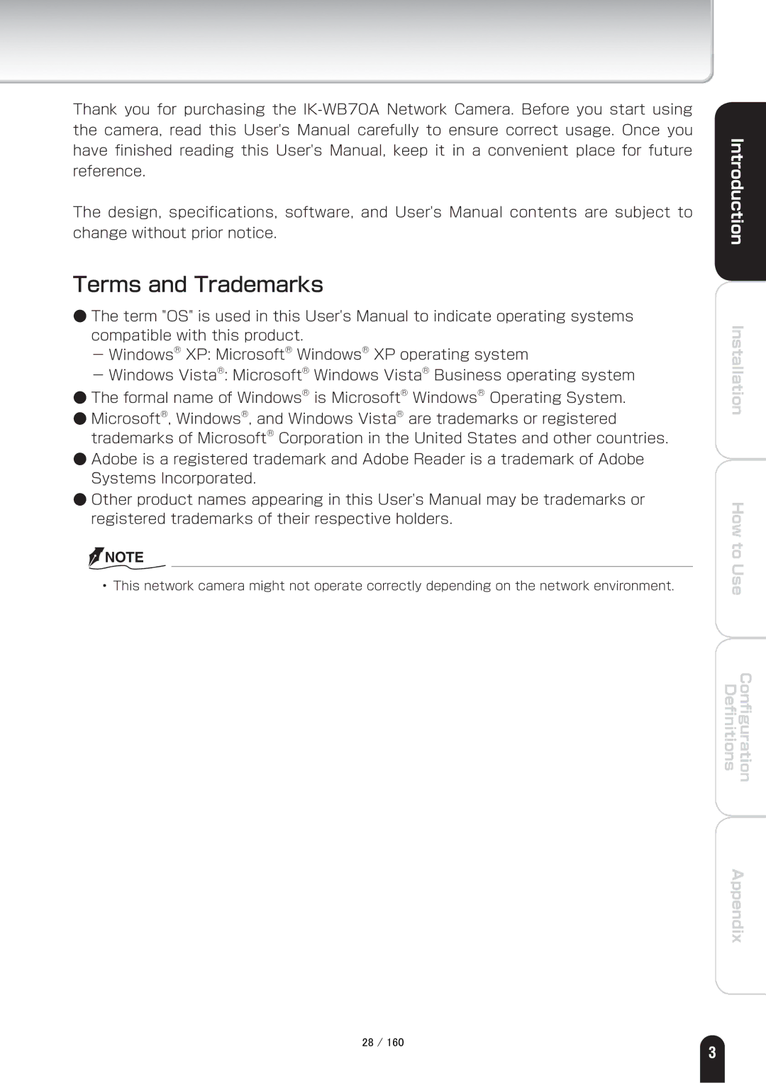 Toshiba IK-WB70A manual Terms and Trademarks 