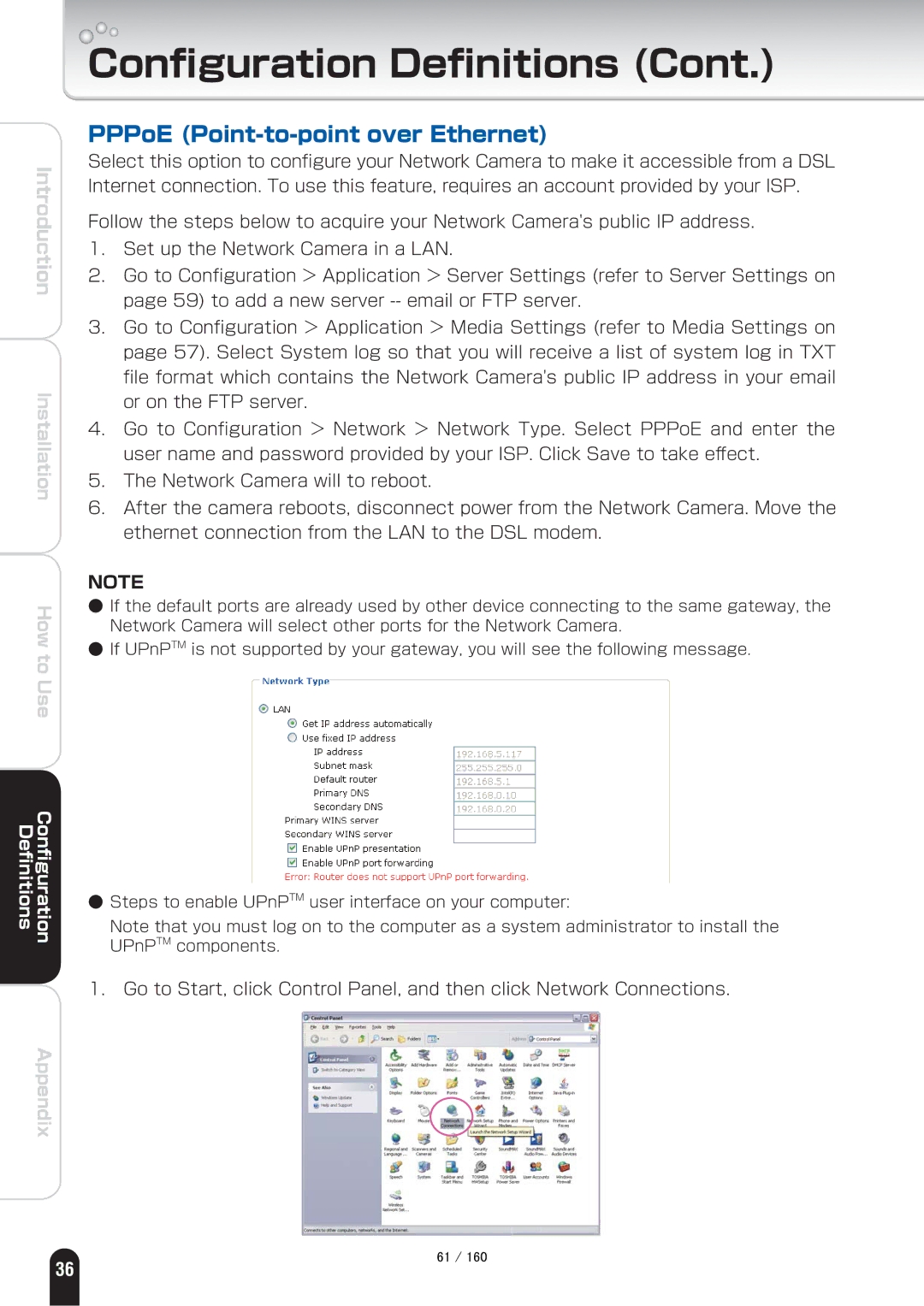 Toshiba IK-WB70A manual PPPoE Point-to-point over Ethernet 