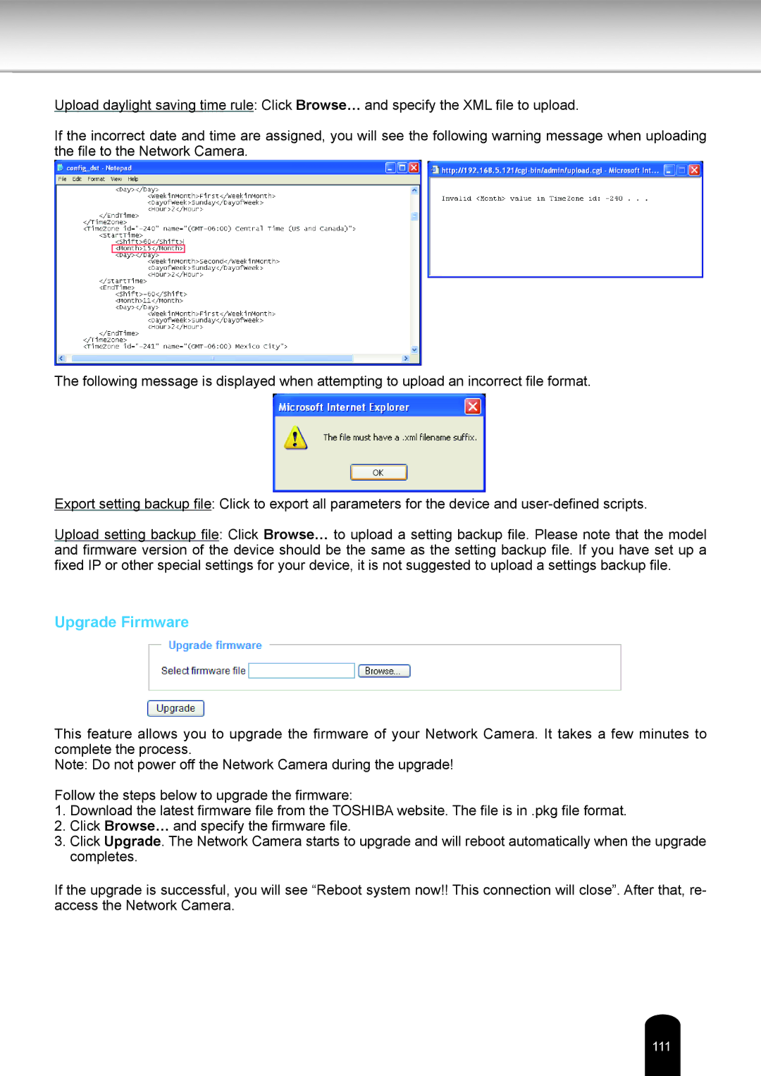 Toshiba IK-WB80A user manual Upgrade Firmware 