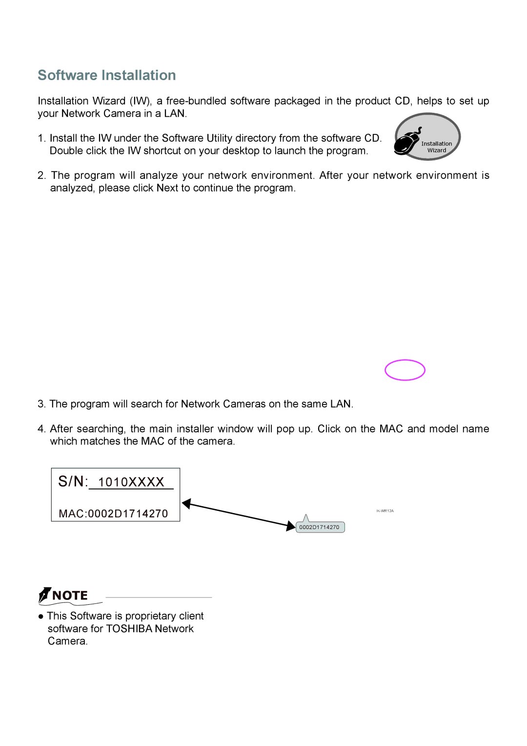 Toshiba IK-WB80A user manual Software Installation 