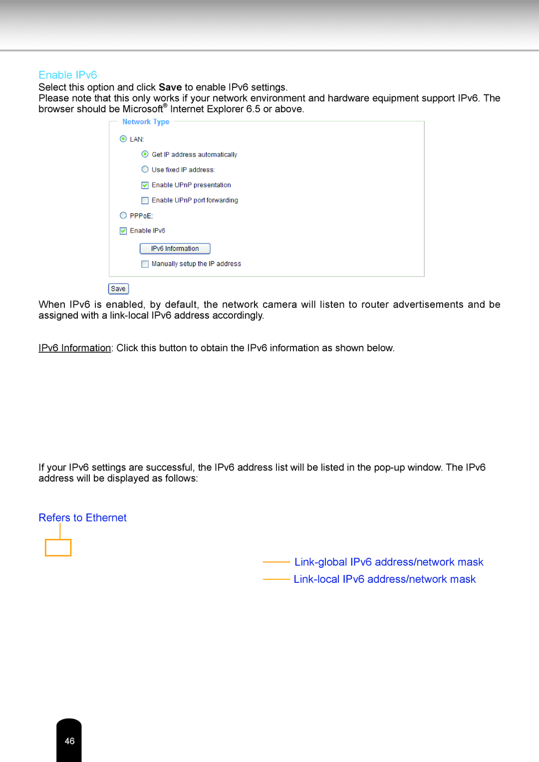 Toshiba IK-WB80A user manual Enable IPv6 