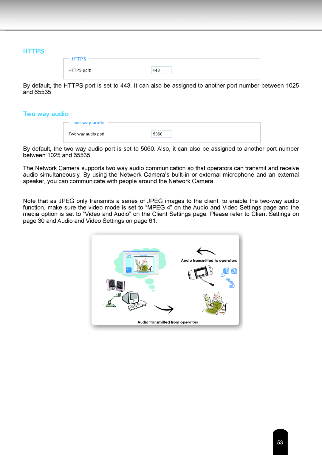 Toshiba IK-WB80A user manual Https, Two way audio 