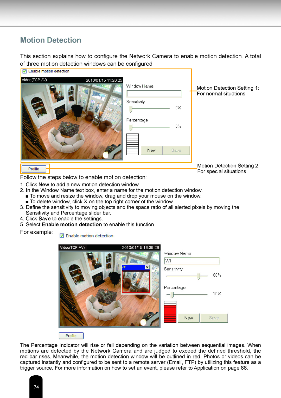 Toshiba IK-WB80A user manual Motion Detection 