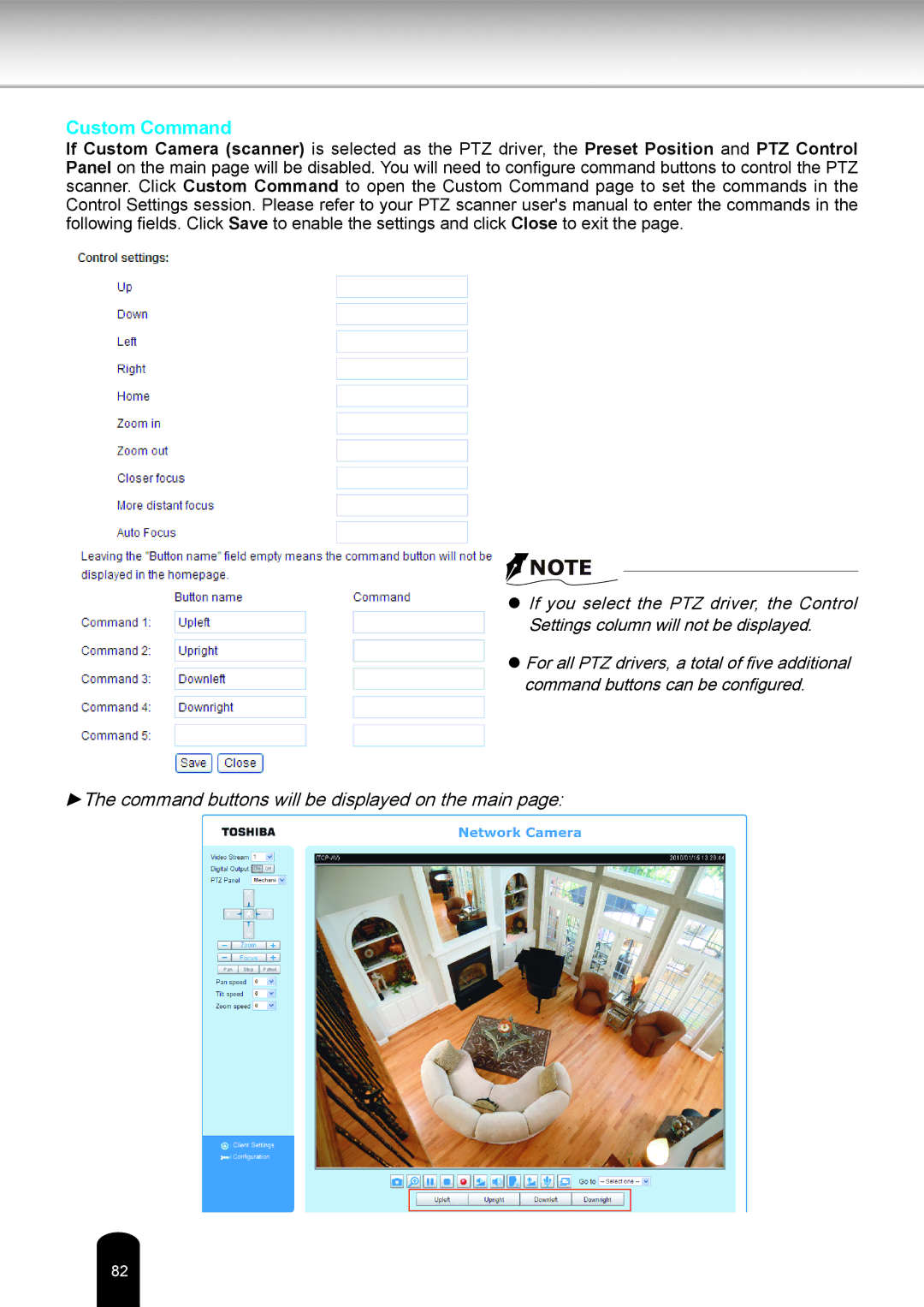 Toshiba IK-WB80A user manual Custom Command 