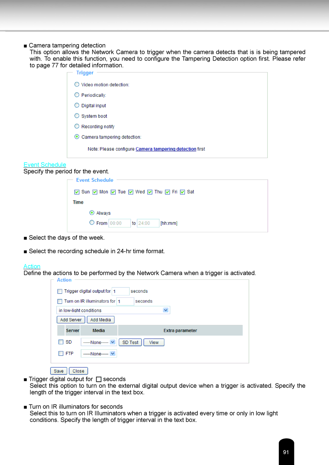 Toshiba IK-WB80A user manual Event Schedule 