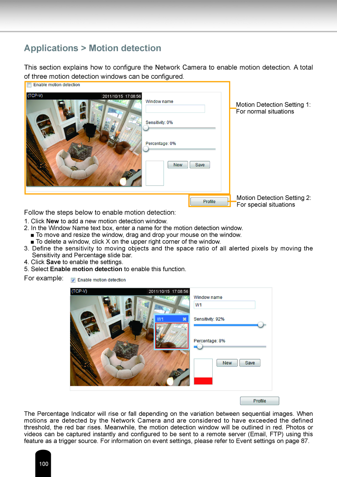 Toshiba IK-WB81A user manual Applications Motion detection 