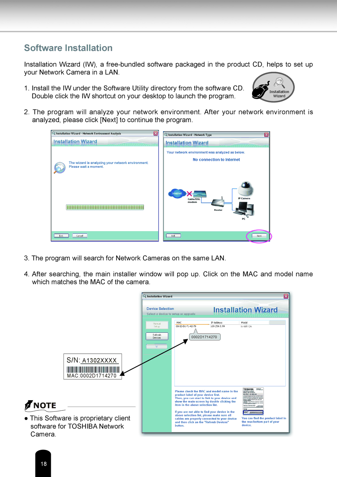 Toshiba IK-WB81A user manual Software Installation 