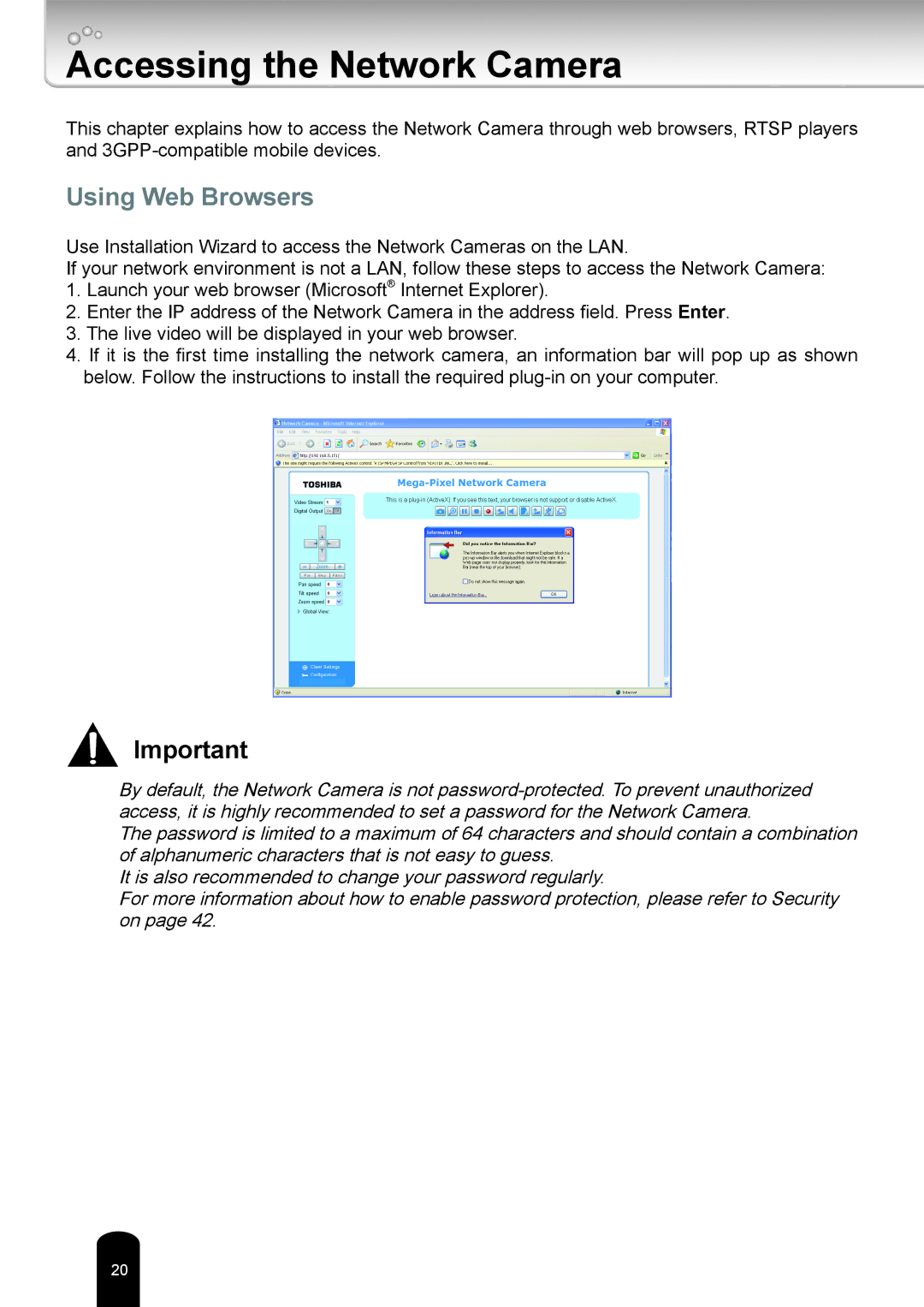 Toshiba IK-WB81A user manual Accessing the Network Camera, Using Web Browsers 