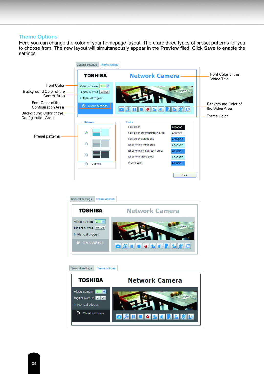 Toshiba IK-WB81A user manual Theme Options 