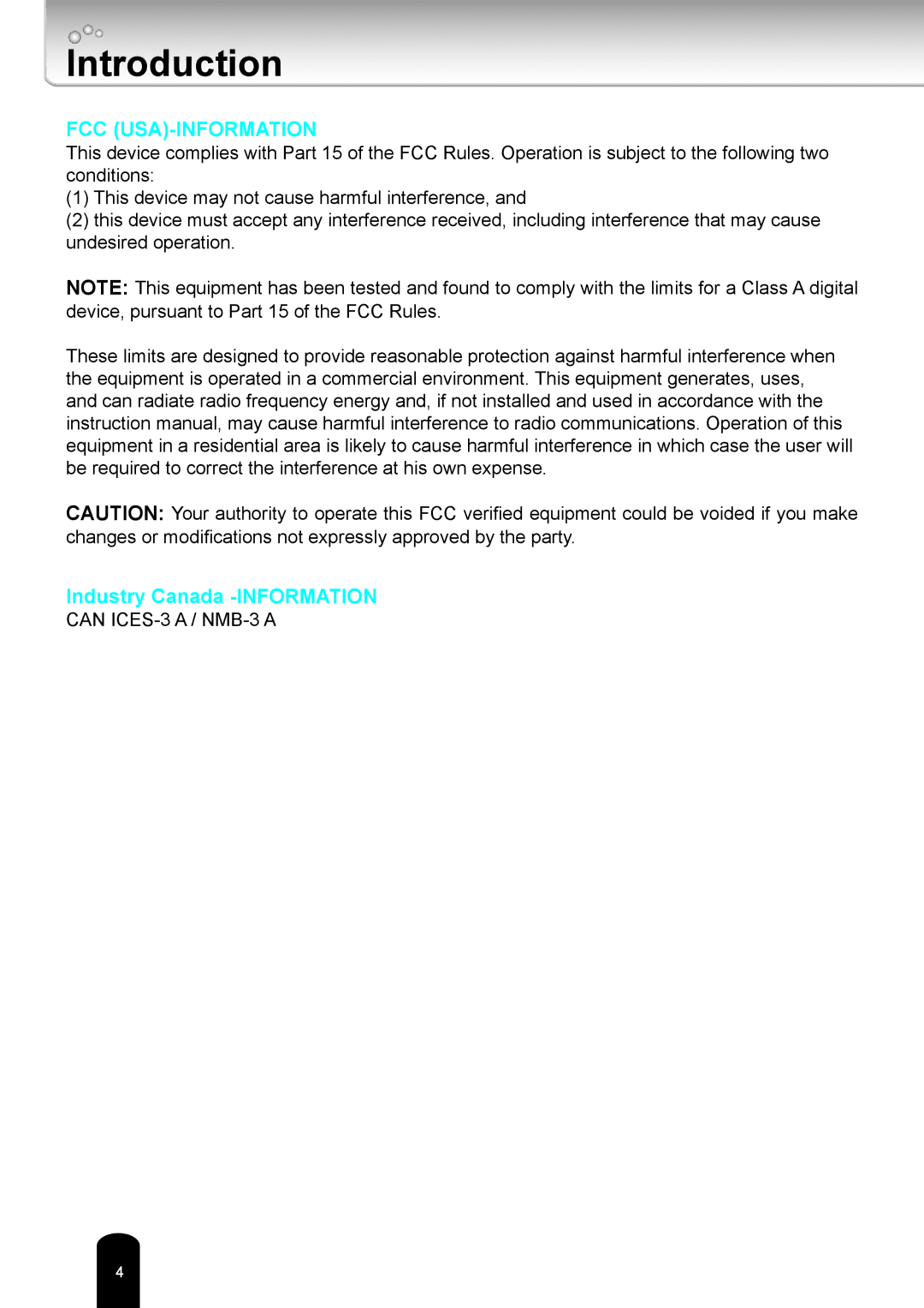 Toshiba IK-WB81A user manual Introduction, Fcc Usa-Information 