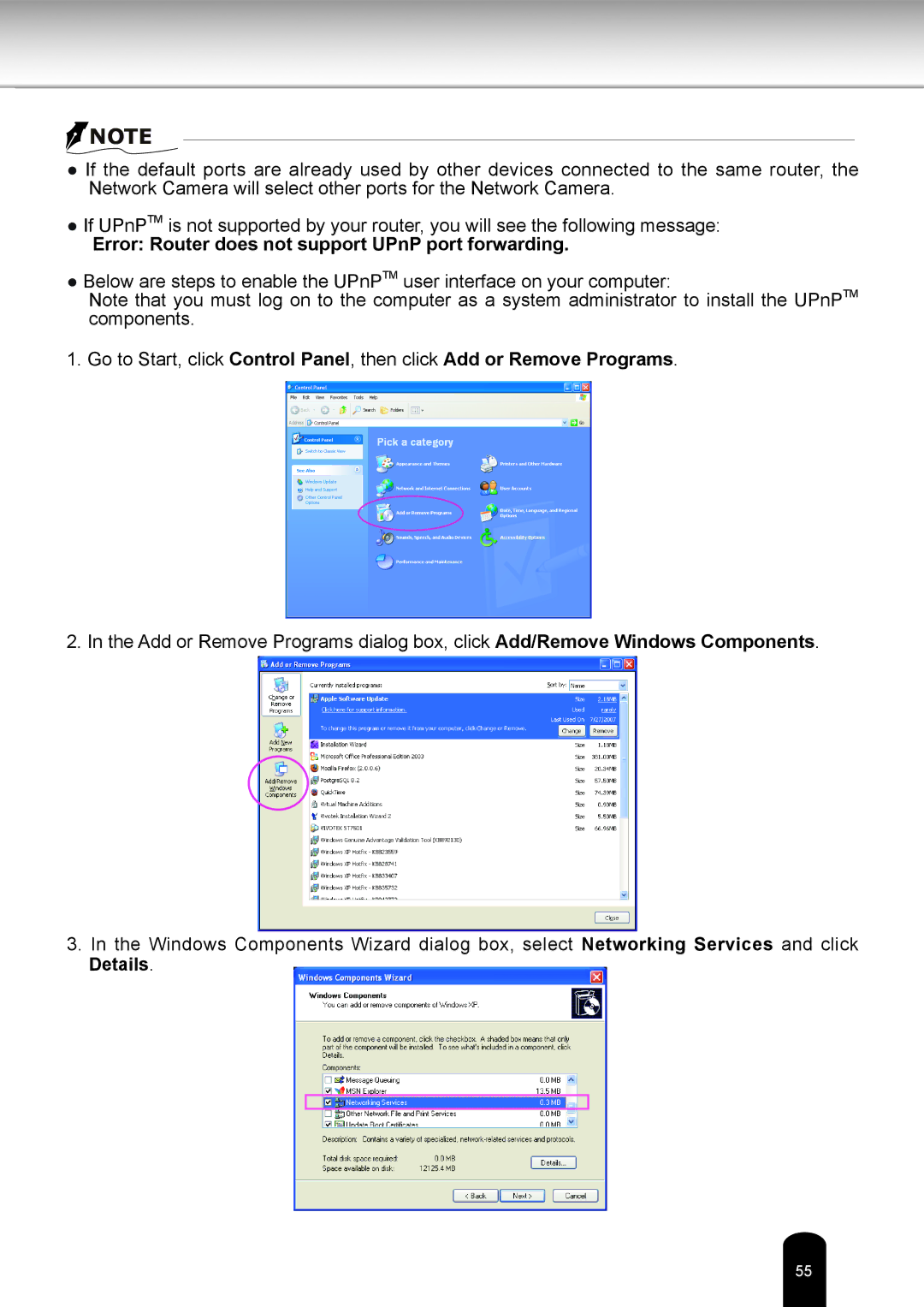 Toshiba IK-WB81A user manual Error Router does not support UPnP port forwarding 