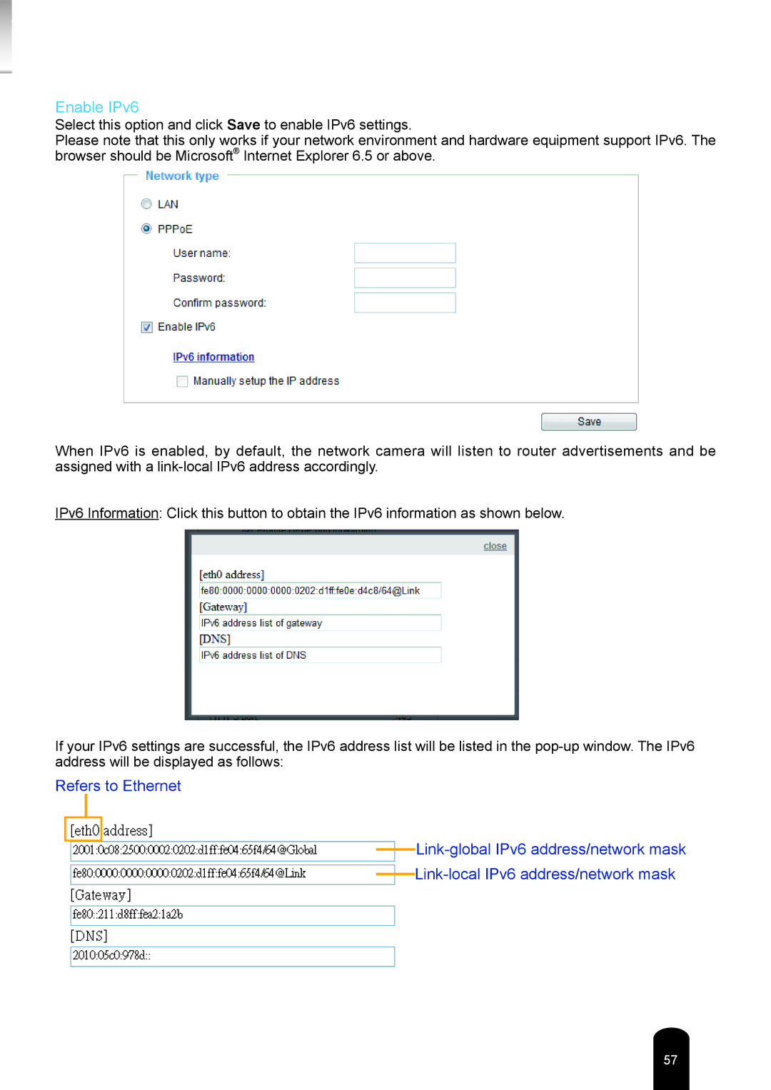 Toshiba IK-WB81A user manual Enable IPv6 