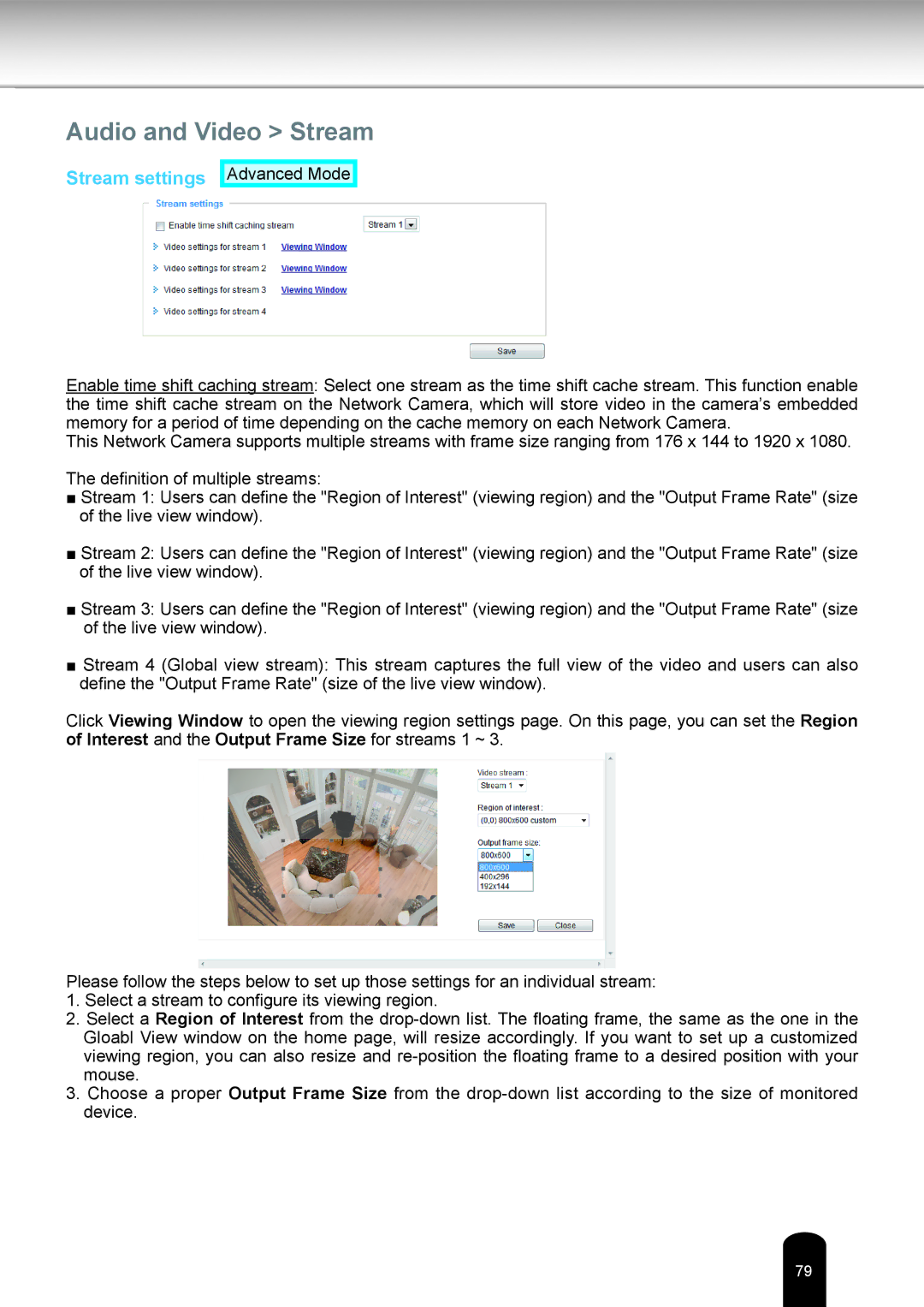 Toshiba IK-WB81A user manual Audio and Video Stream, Stream settings 