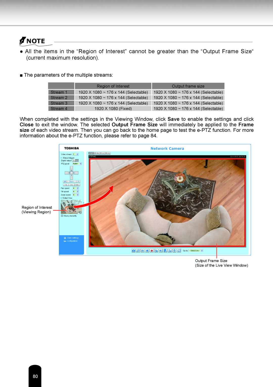 Toshiba IK-WB81A user manual Parameters of the multiple streams 