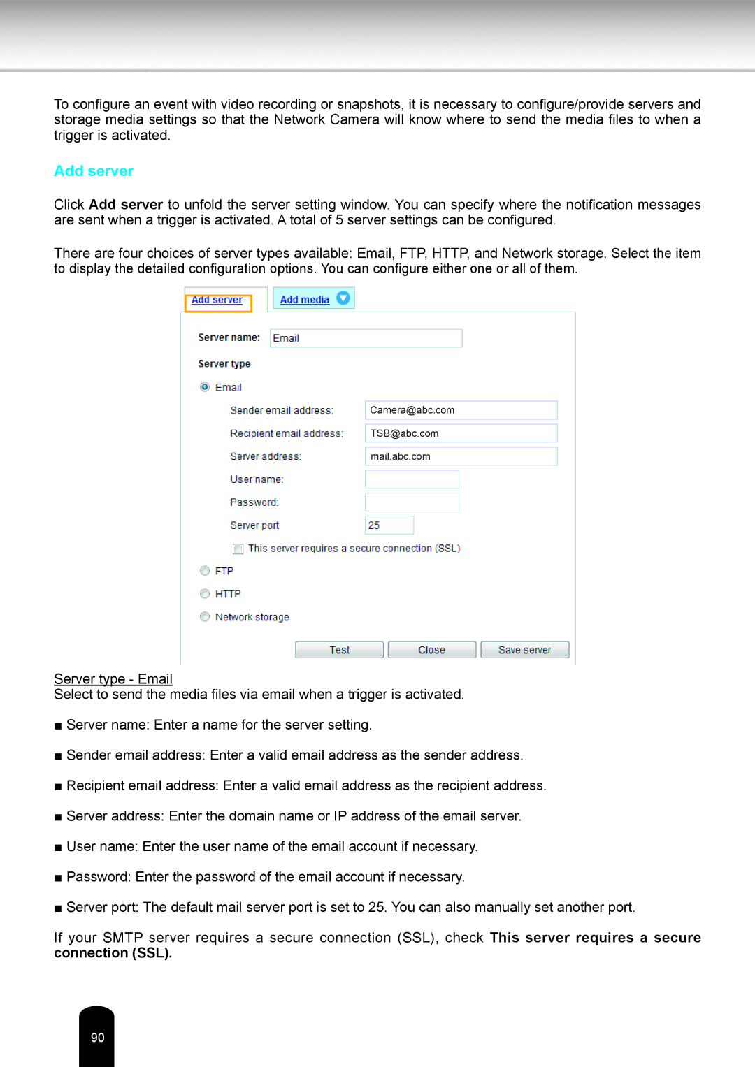 Toshiba IK-WB81A user manual Add server 