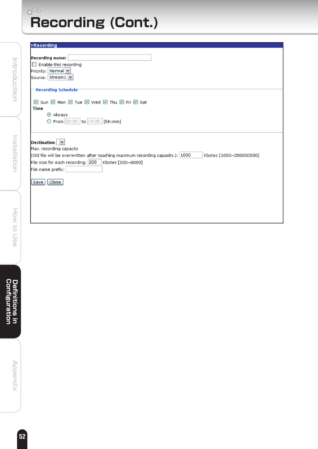 Toshiba IK-WD01A manual Conﬁguration 