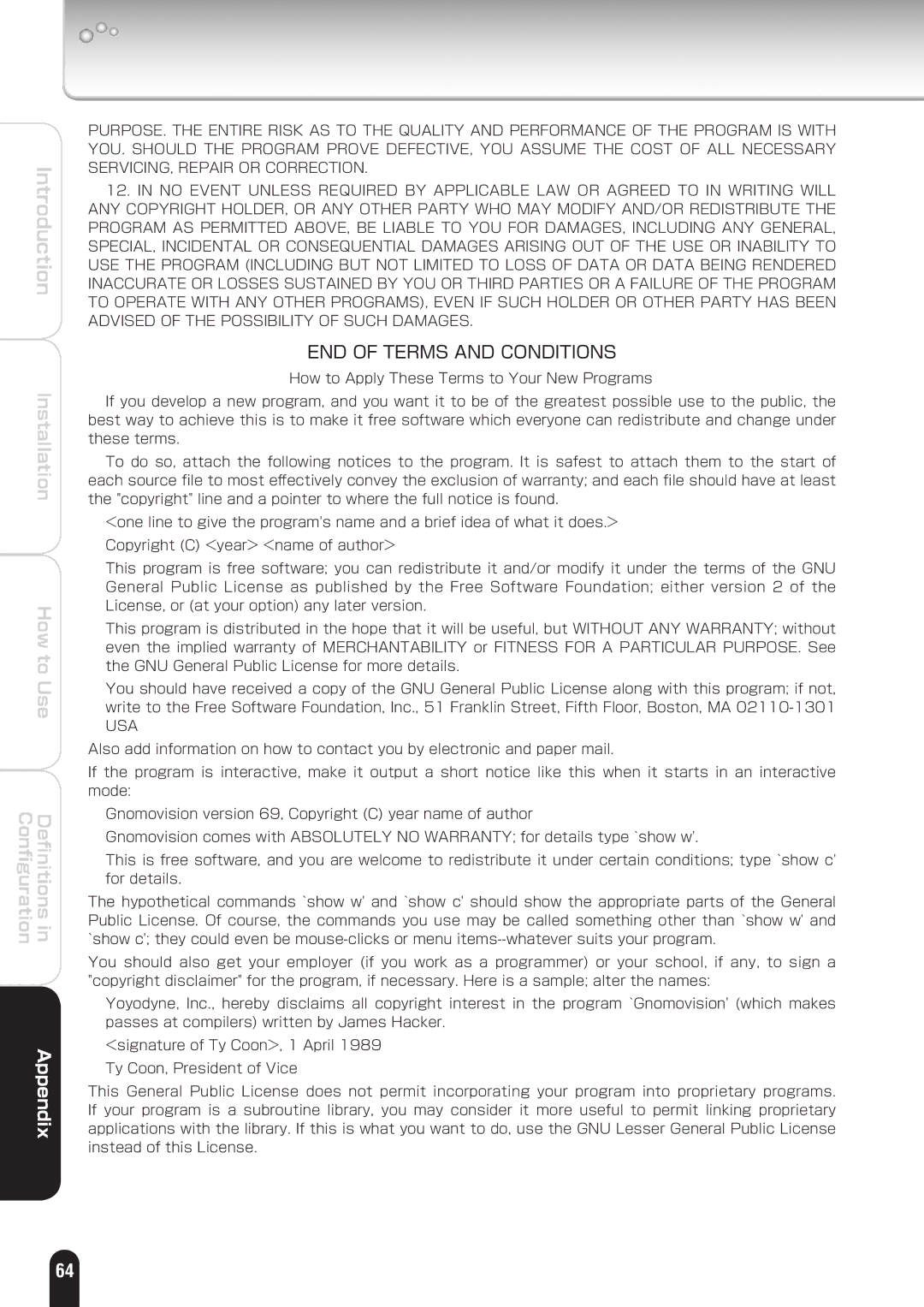 Toshiba IK-WD01A manual END of Terms and Conditions 