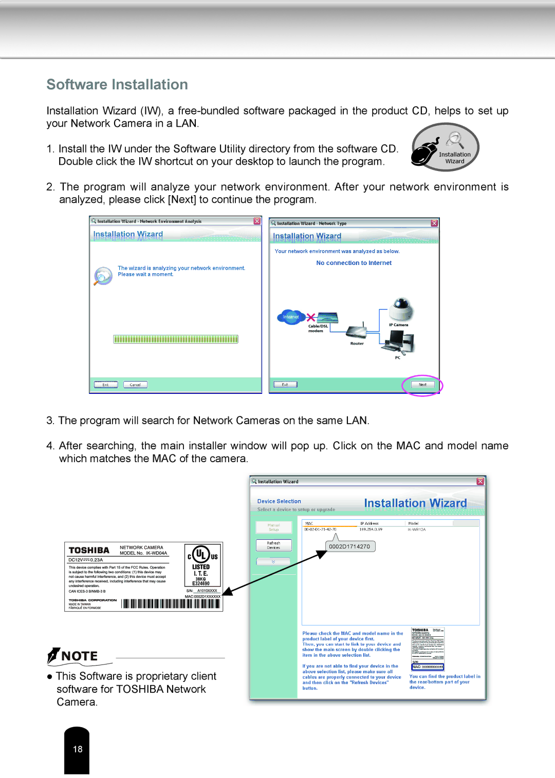 Toshiba IK-WD04A user manual Software Installation 