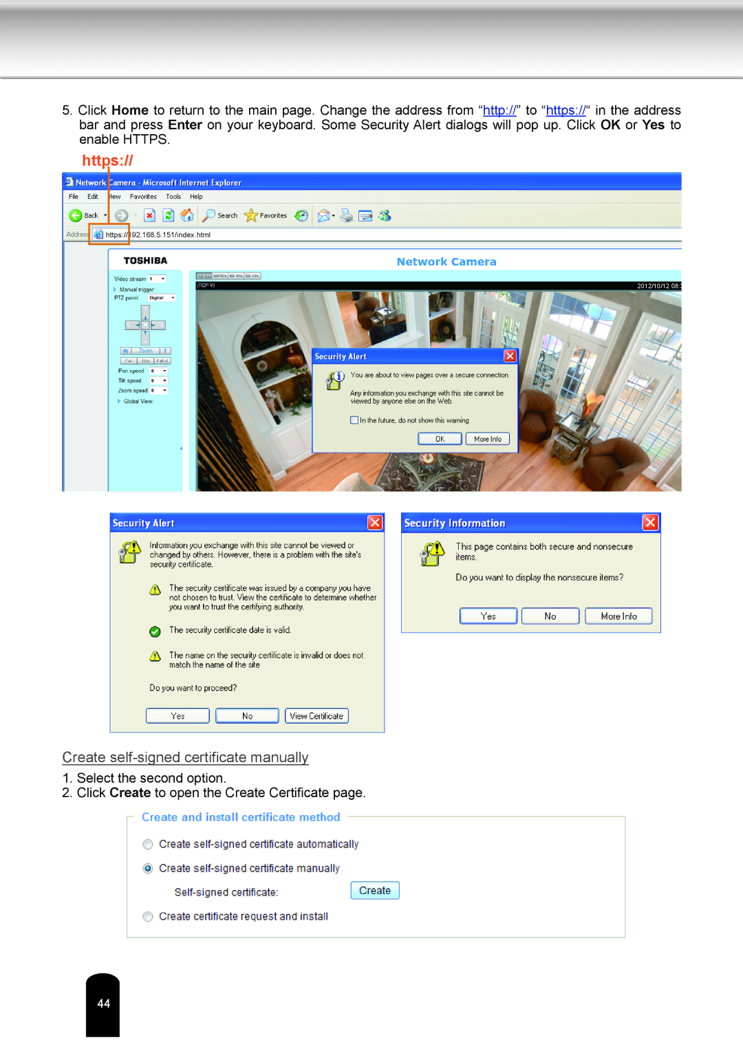 Toshiba IK-WD04A user manual Https 