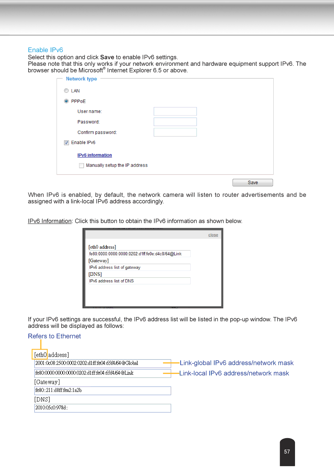 Toshiba IK-WD04A user manual Enable IPv6 