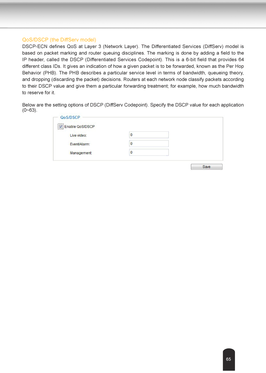 Toshiba IK-WD04A user manual QoS/DSCP the DiffServ model 