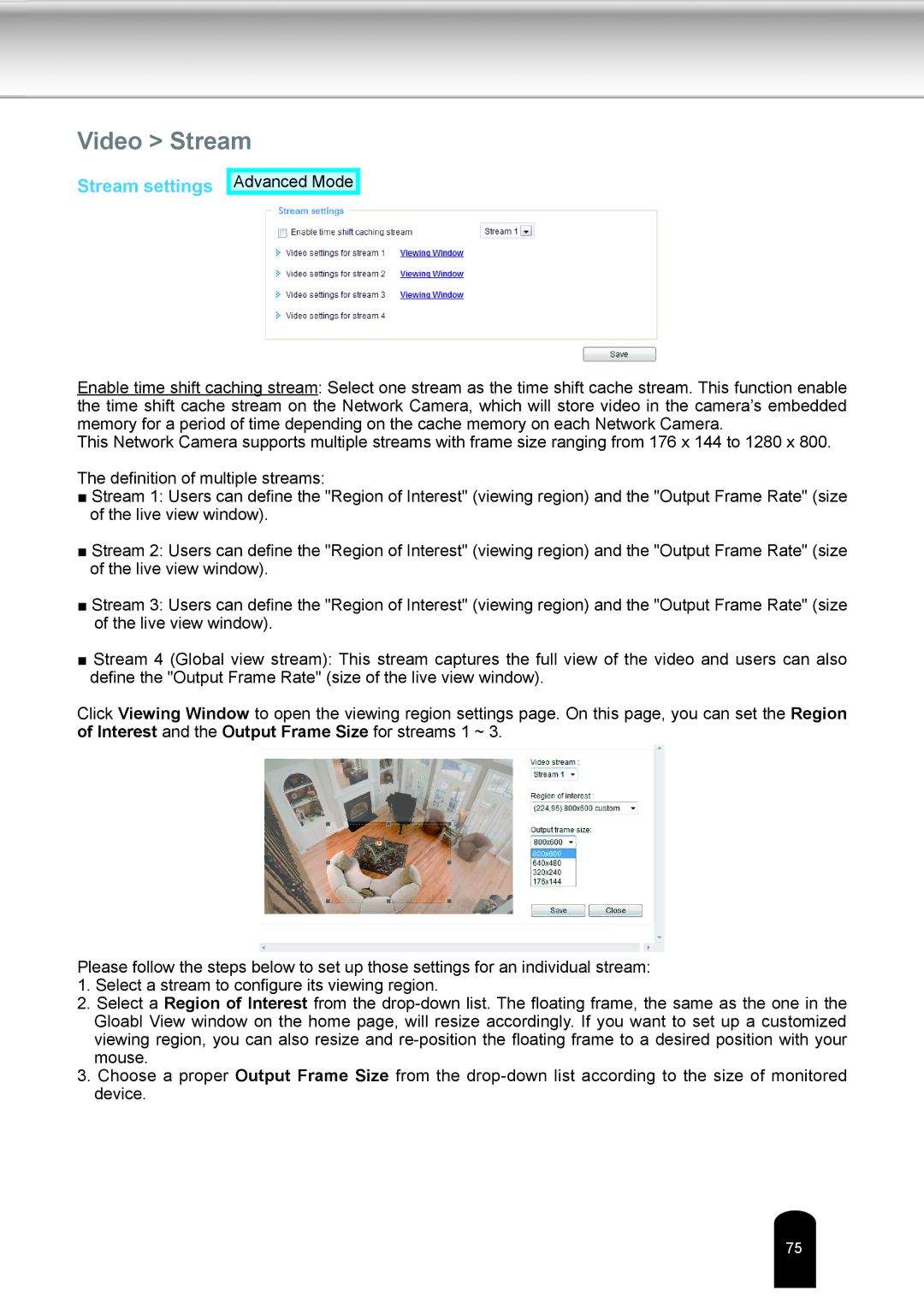 Toshiba IK-WD04A user manual Video Stream, Stream settings 