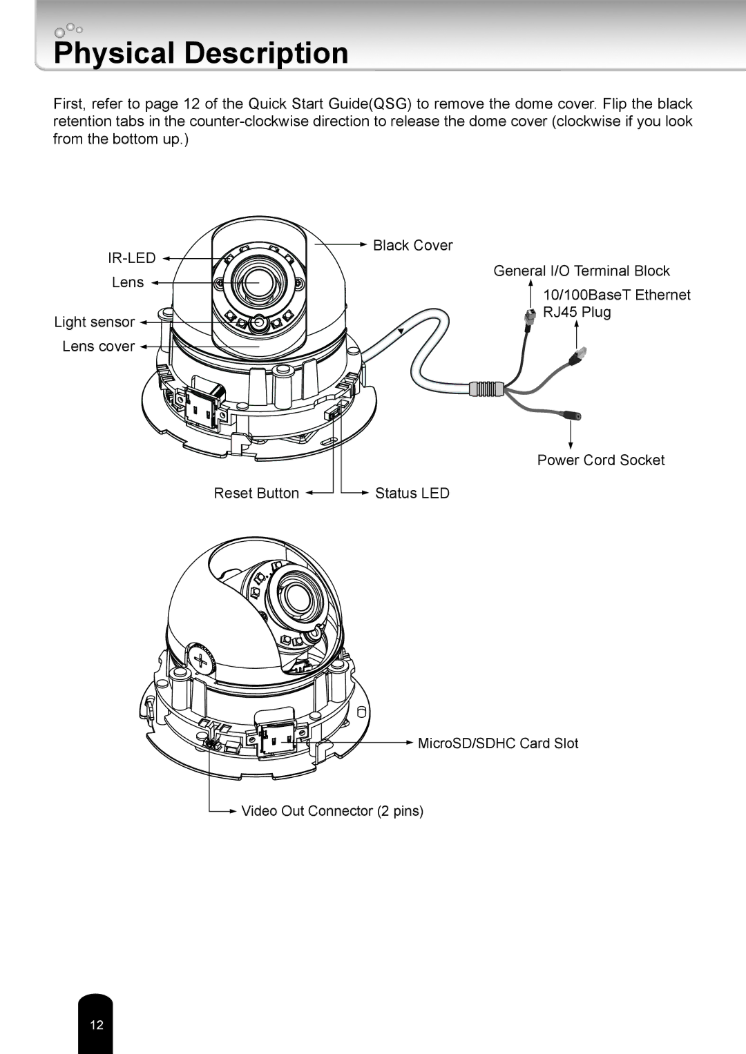 Toshiba IK-WD05A user manual Physical Description, Ir-Led 