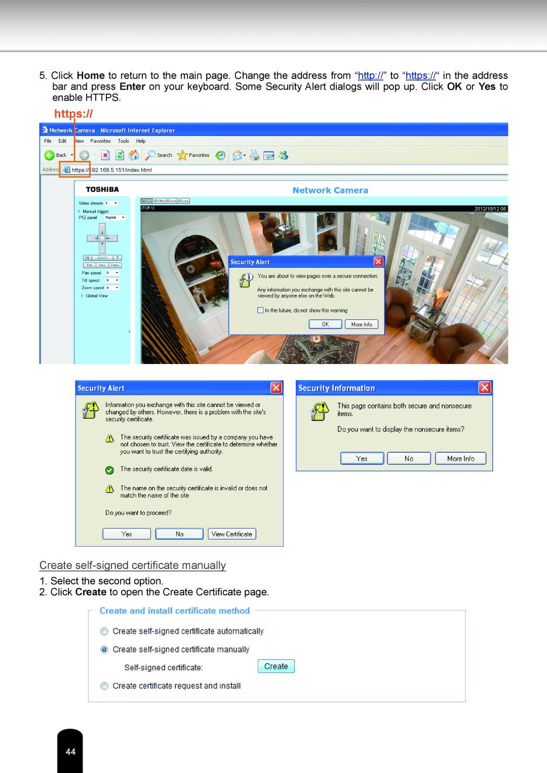 Toshiba IK-WD05A user manual Https 