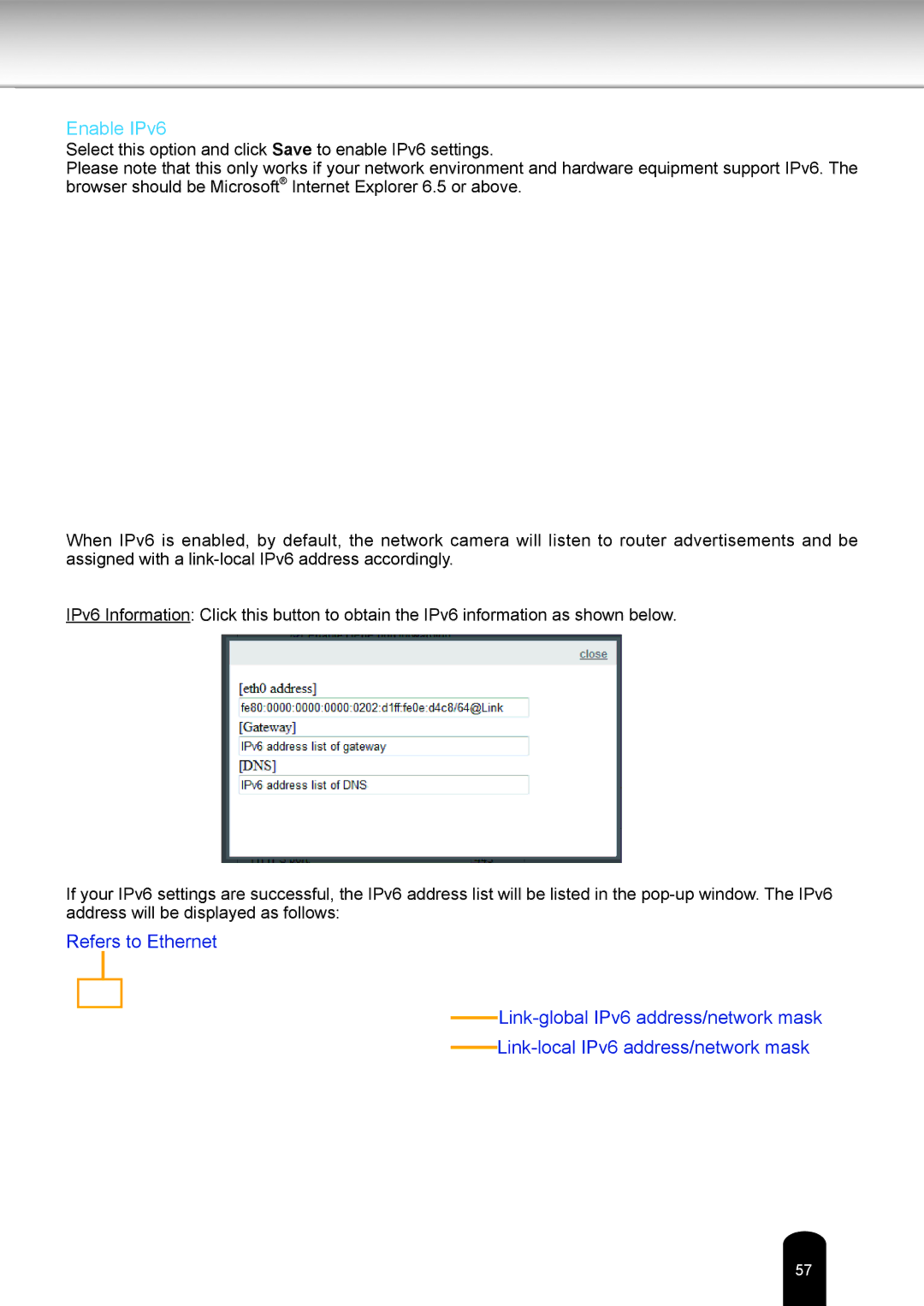 Toshiba IK-WD05A user manual Enable IPv6 