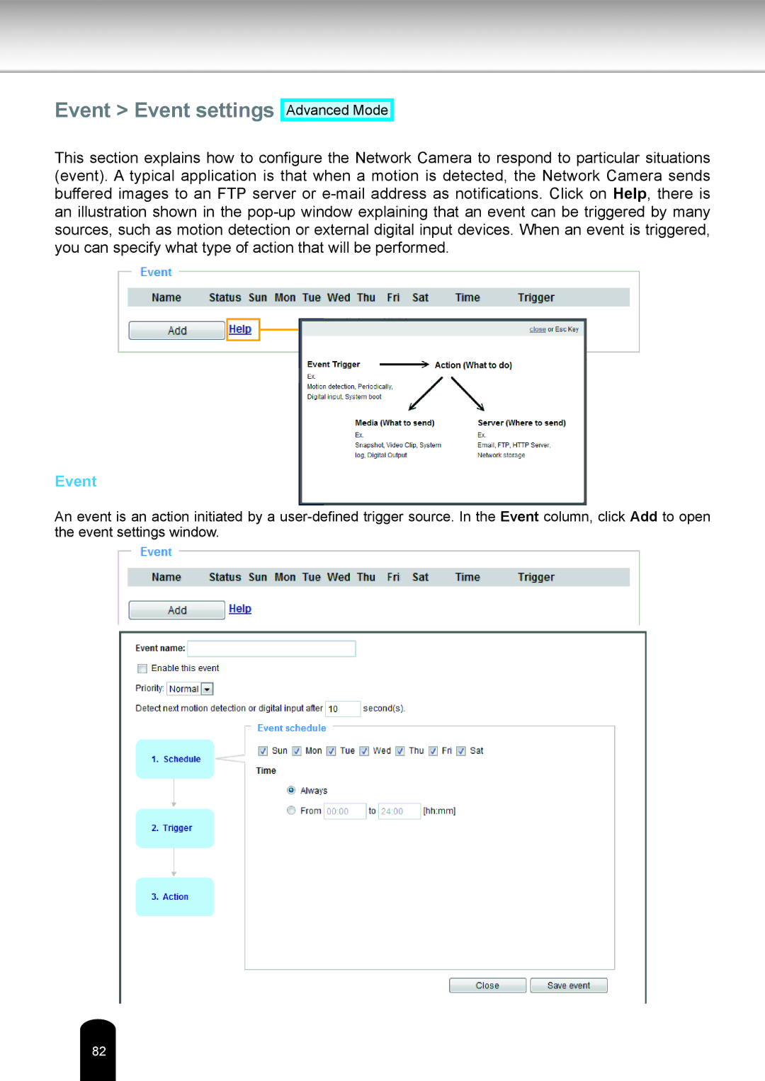 Toshiba IK-WD05A user manual Event Event settings 