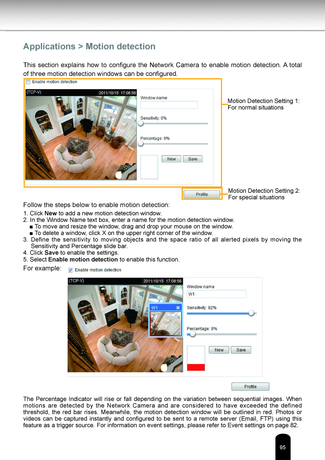 Toshiba IK-WD05A user manual Applications Motion detection 