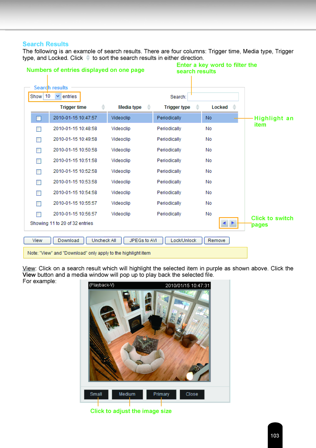 Toshiba IK-WD12A user manual Search Results, Click to adjust the image size 