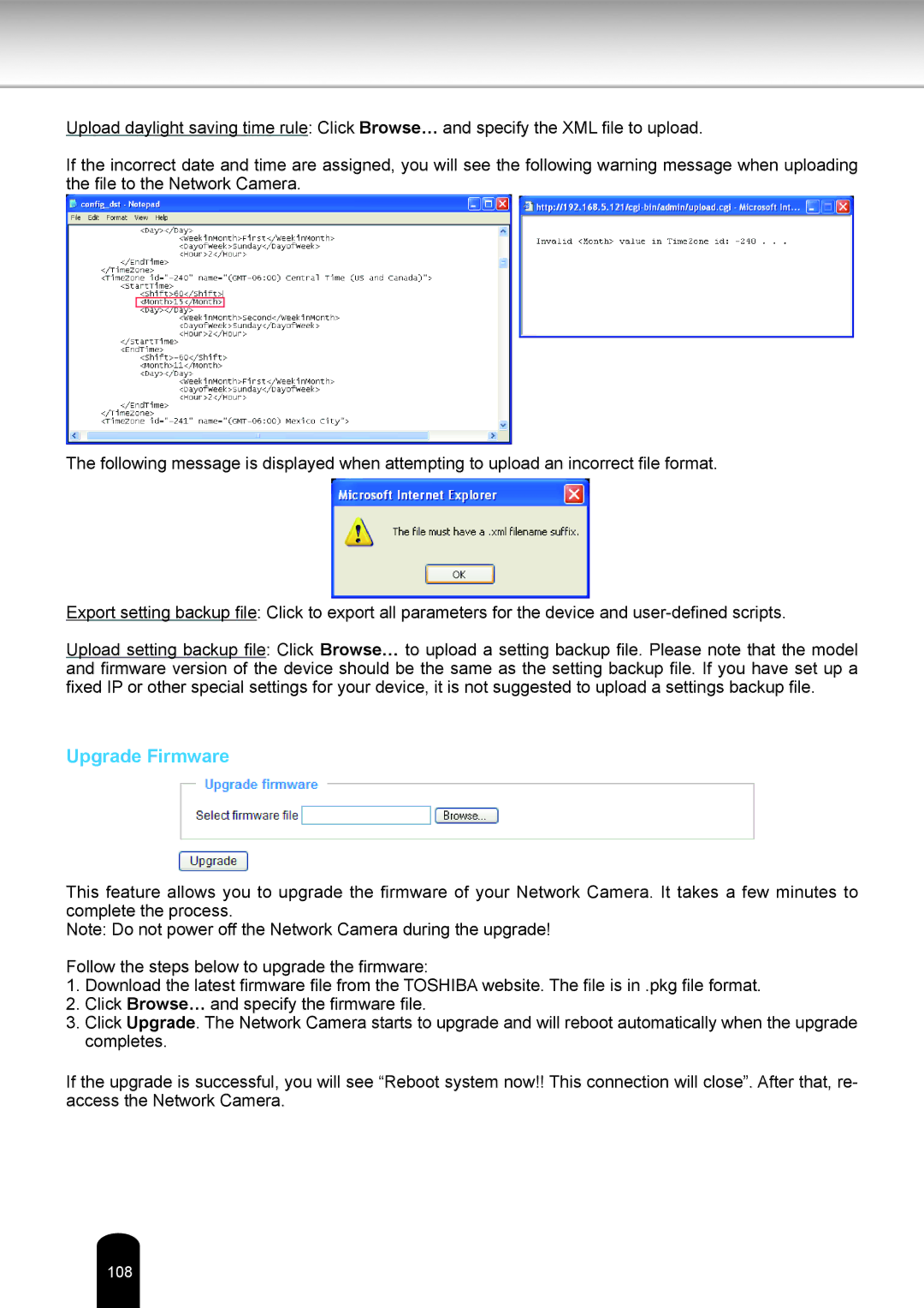 Toshiba IK-WD12A user manual Upgrade Firmware 