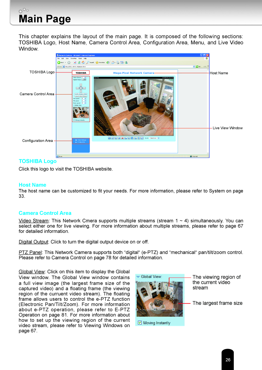 Toshiba IK-WD12A user manual Main, Host Name 