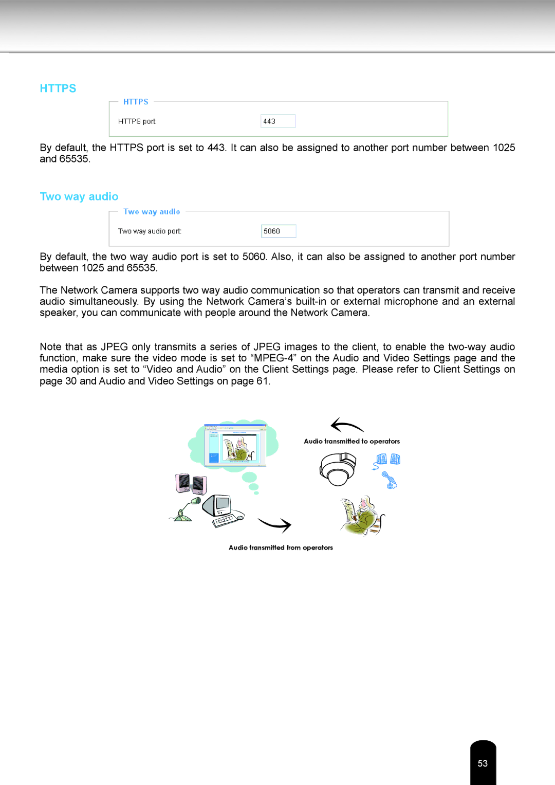 Toshiba IK-WD12A user manual Https, Two way audio 