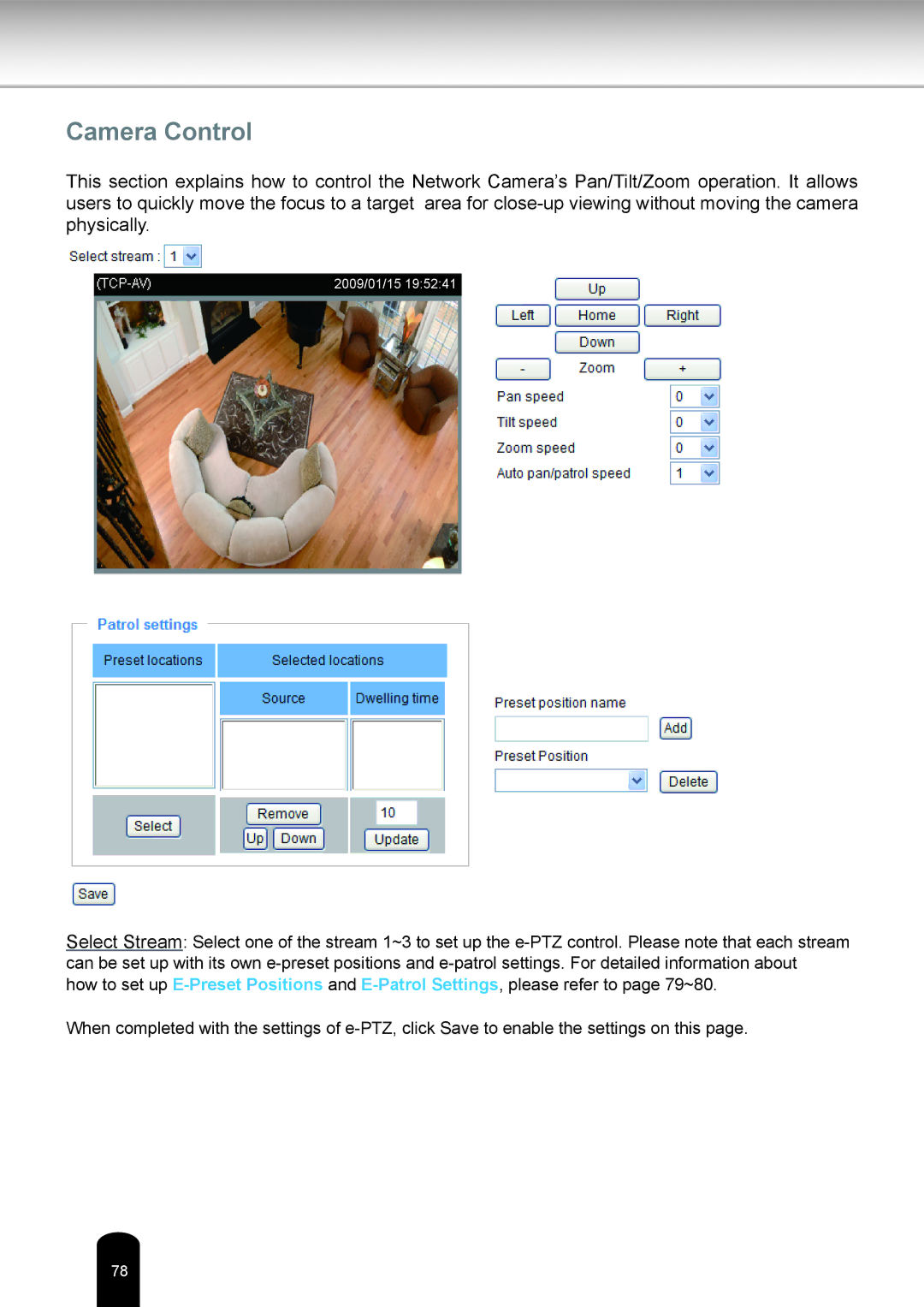 Toshiba IK-WD12A user manual Camera Control 