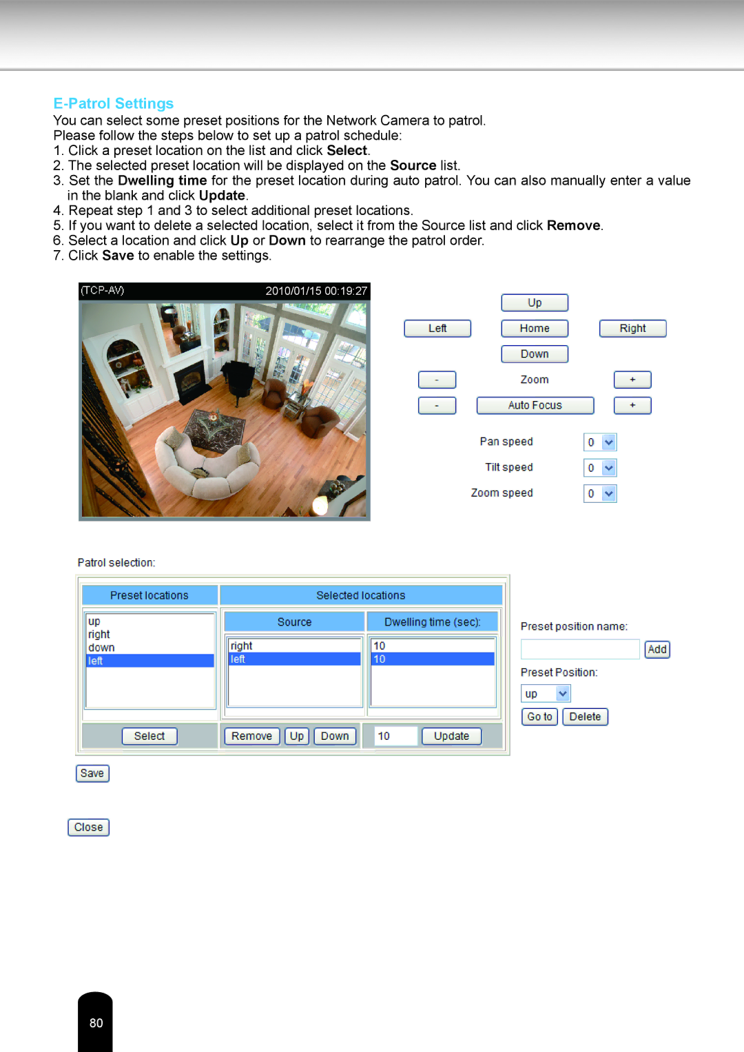 Toshiba IK-WD12A user manual Patrol Settings 