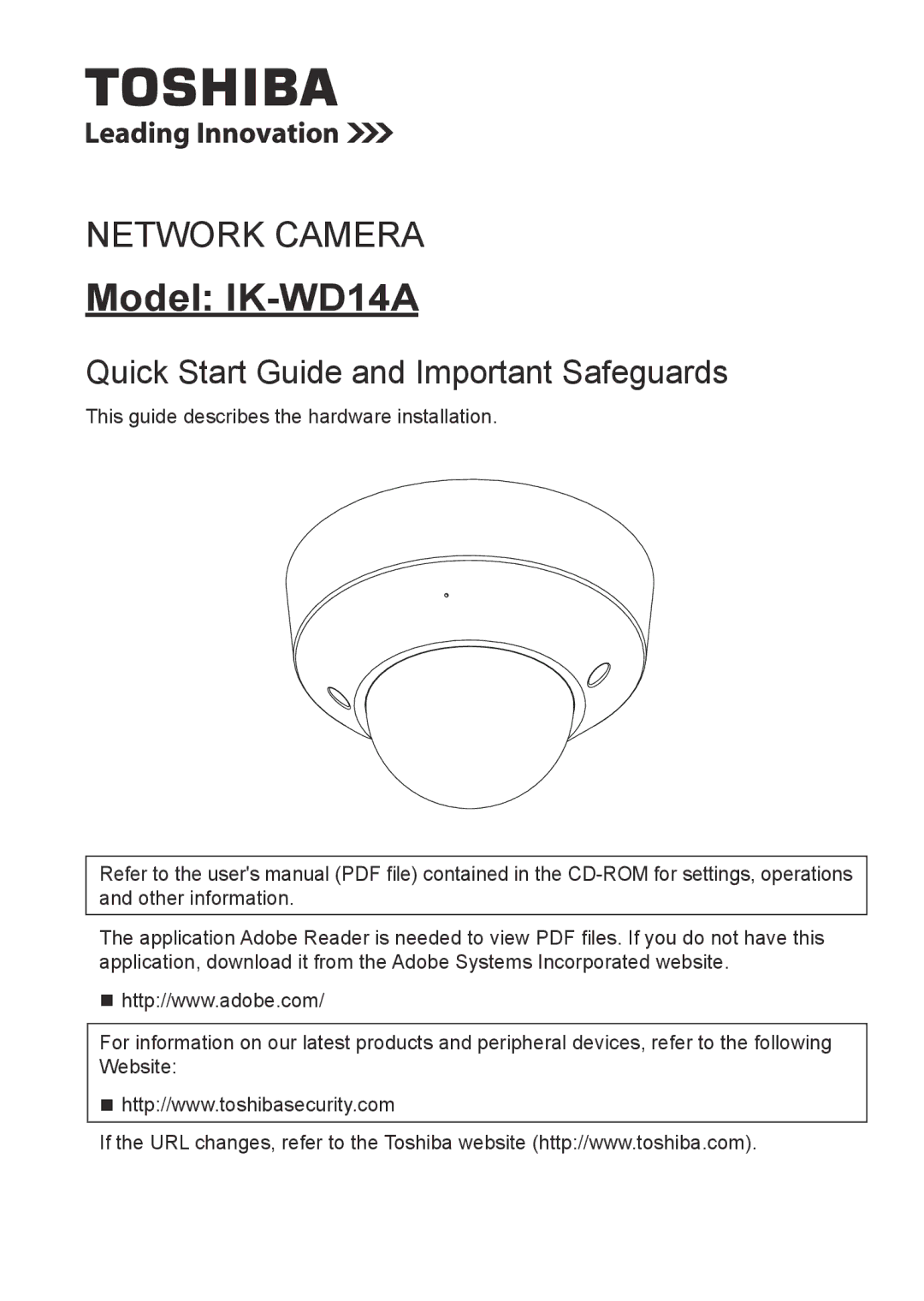 Toshiba quick start Model IK-WD14A 